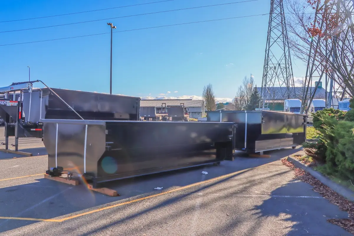 Roll-off dumpster ready for waste disposal at job site for 40 Yard Dumpster Rental in Lincoln City